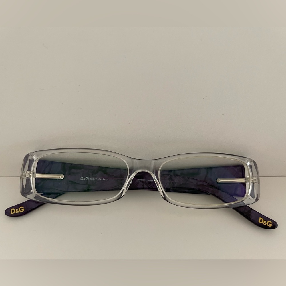 D&G Rectangular Glasses with Clear and Purple Frame
